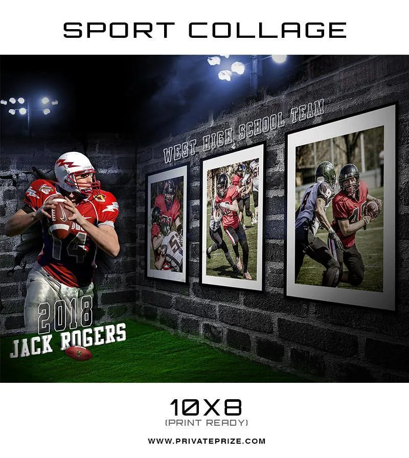 3D Wall Football - Sports Collage