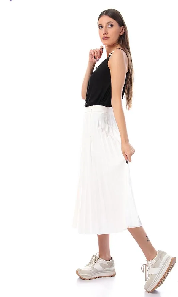 53489 Decorated Buttons With Spaghetti Straps Top - Black