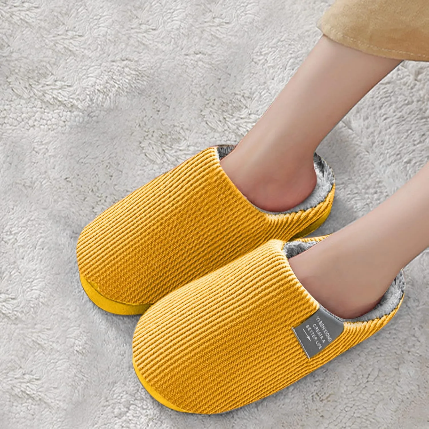 Arch Support Slippers Women Orthotic Fuzzy Platform House Slippers for Wome Men Memory Foam Outdoor Indoor Shoes