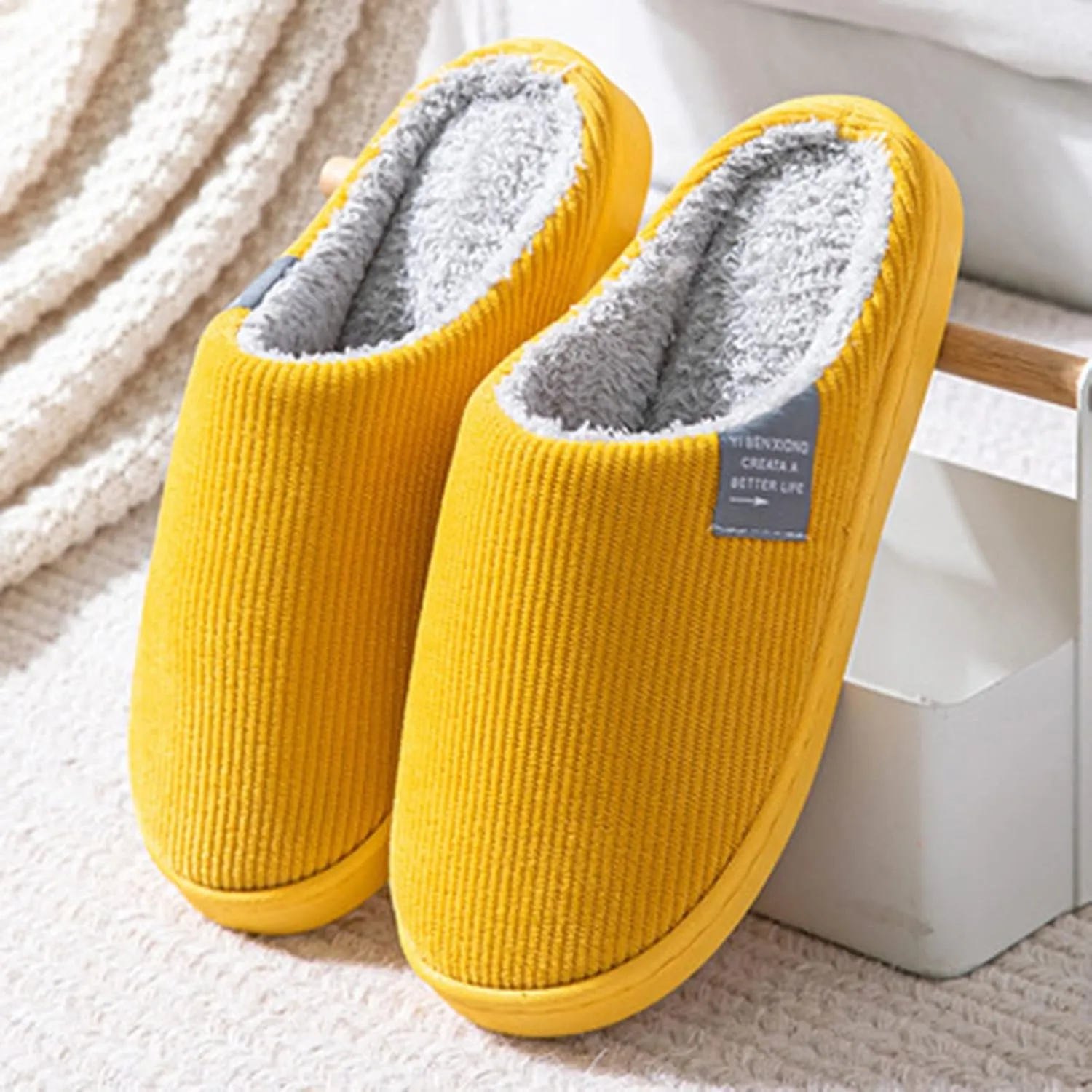 Arch Support Slippers Women Orthotic Fuzzy Platform House Slippers for Wome Men Memory Foam Outdoor Indoor Shoes