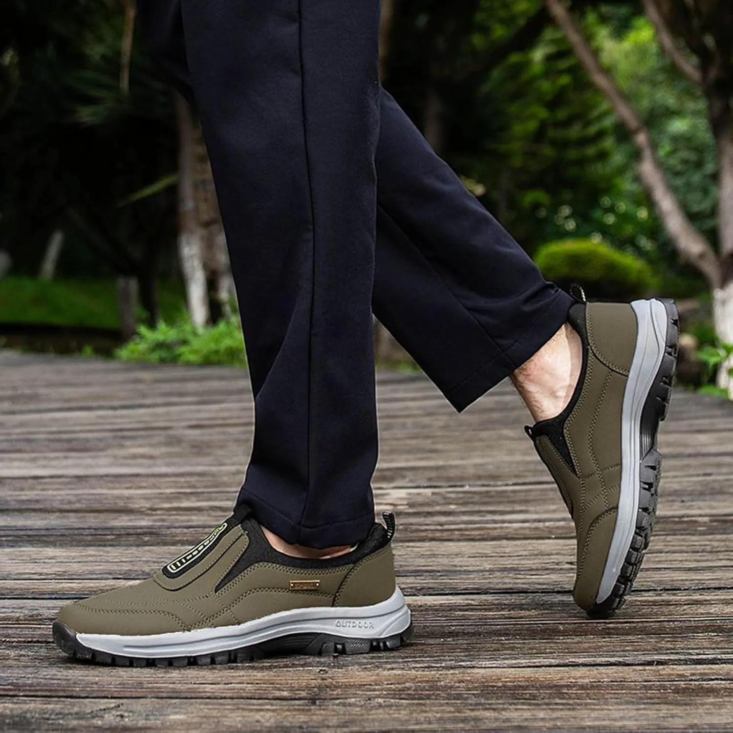 Athletic Fashion Sneakers for Men Comfortable Breathable Stretch Canvas Slip on Sneaker Memory Foam Hiking Shoes