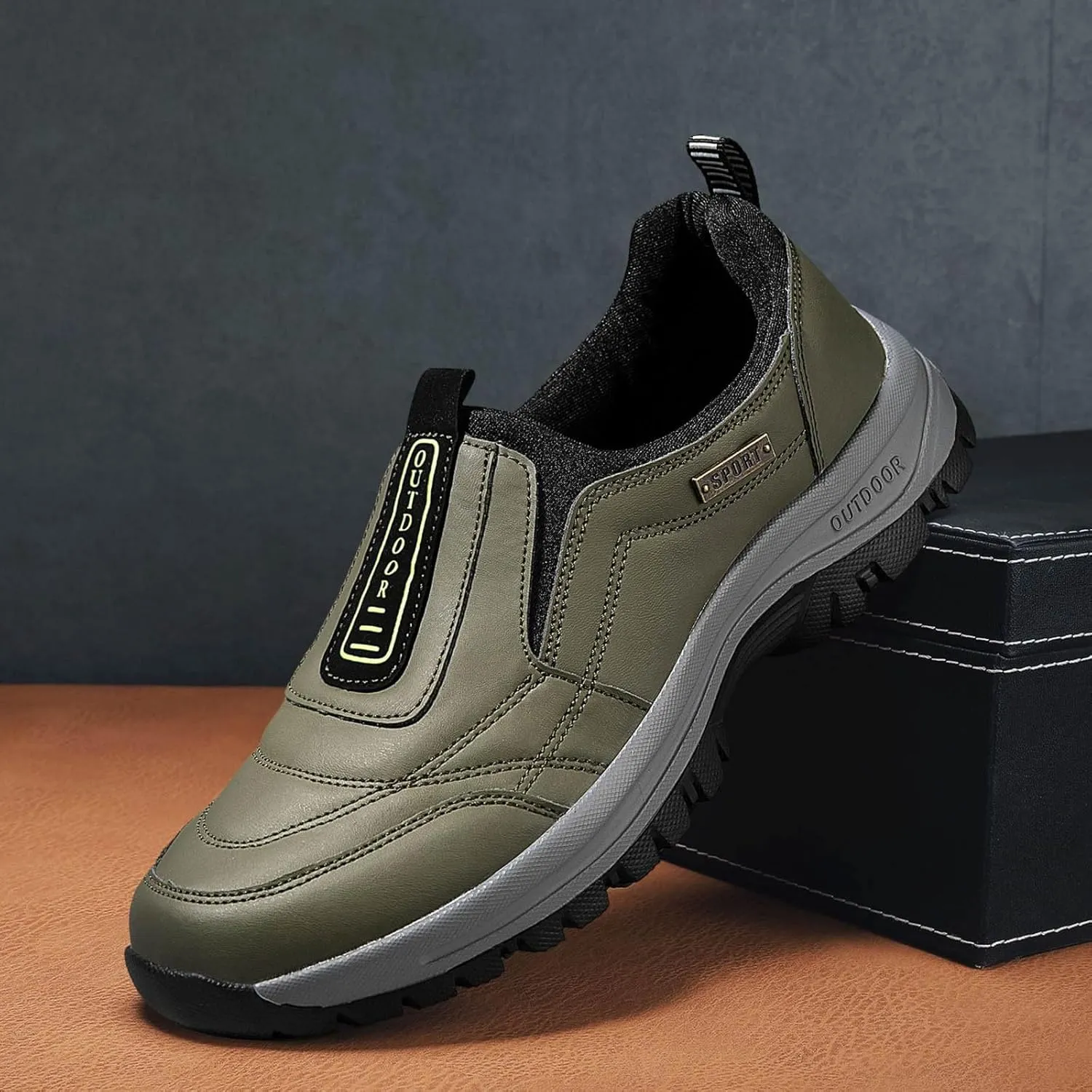 Athletic Fashion Sneakers for Men Comfortable Breathable Stretch Canvas Slip on Sneaker Memory Foam Hiking Shoes