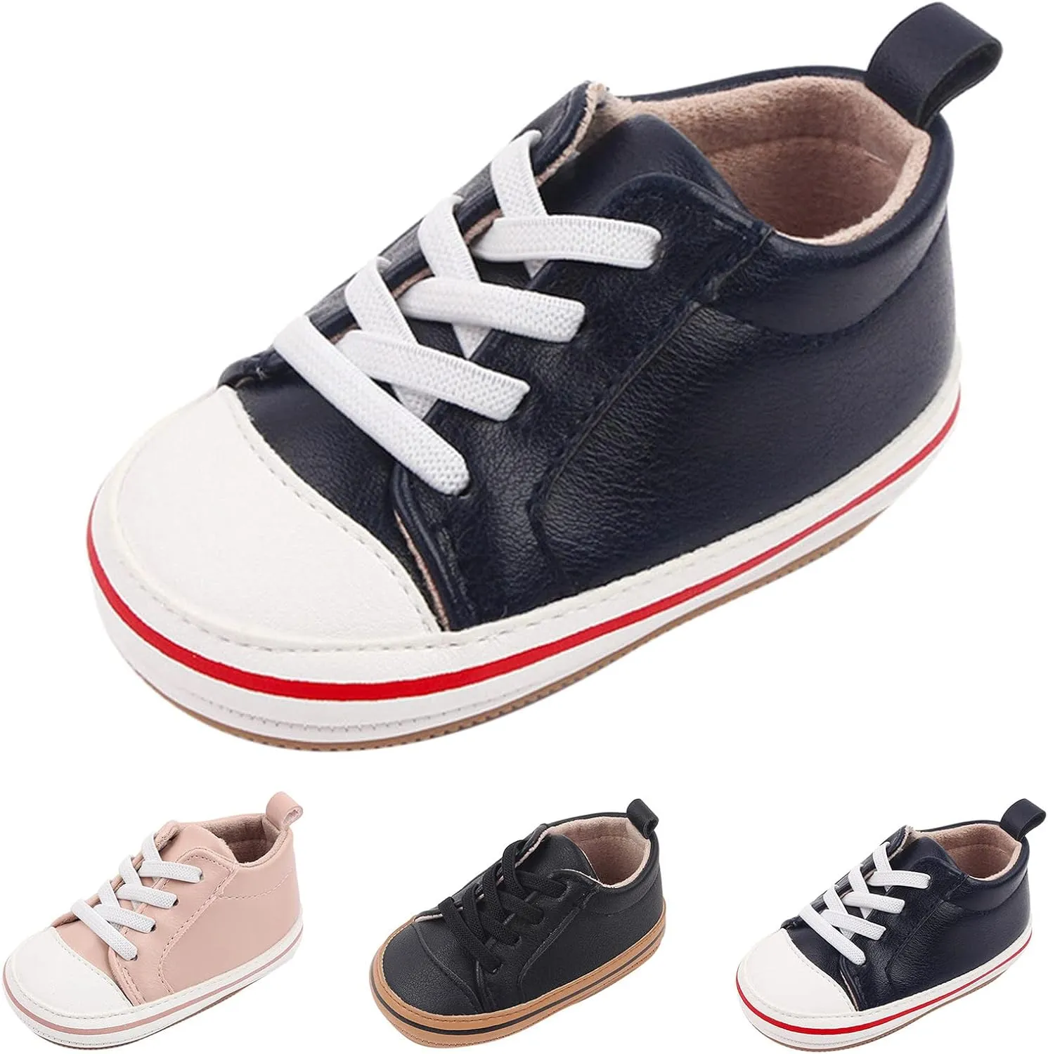 Baby Boys Girls PU Leather Soft Rubber Sole Sneakers Toddler Anti-Slip Ankle Boots Infant occasins Little Boys Slip on