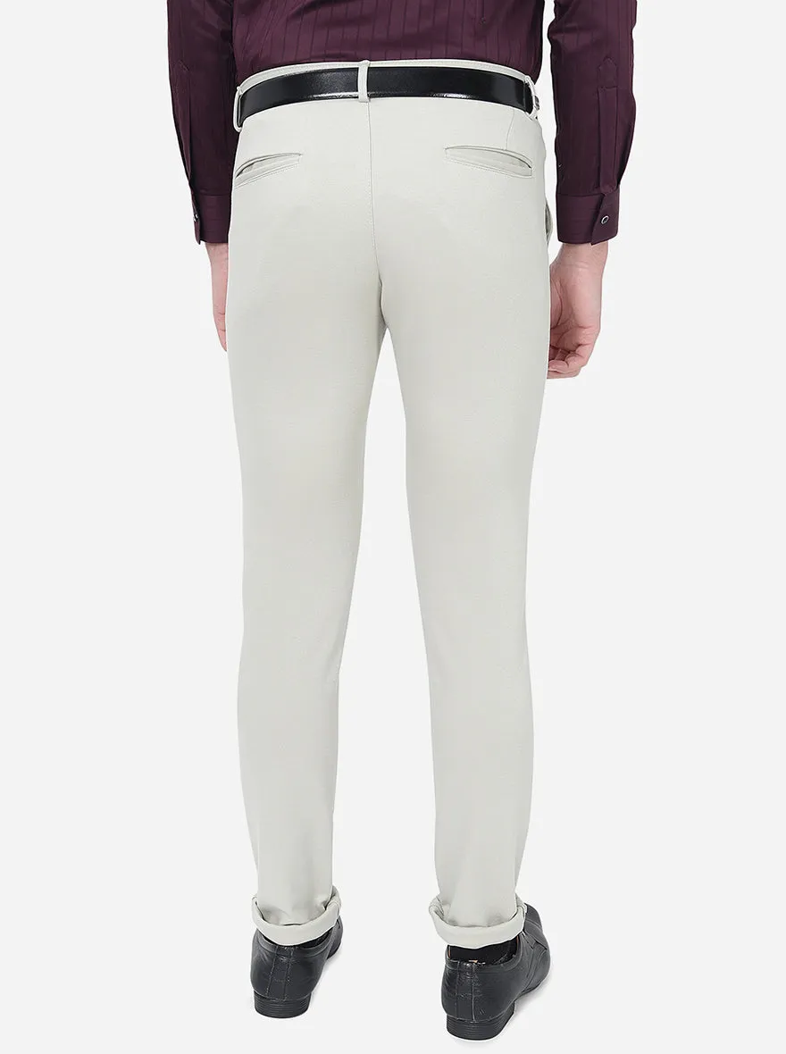 Beige Solid Slim Fit Club Wear Trouser | JB Studio