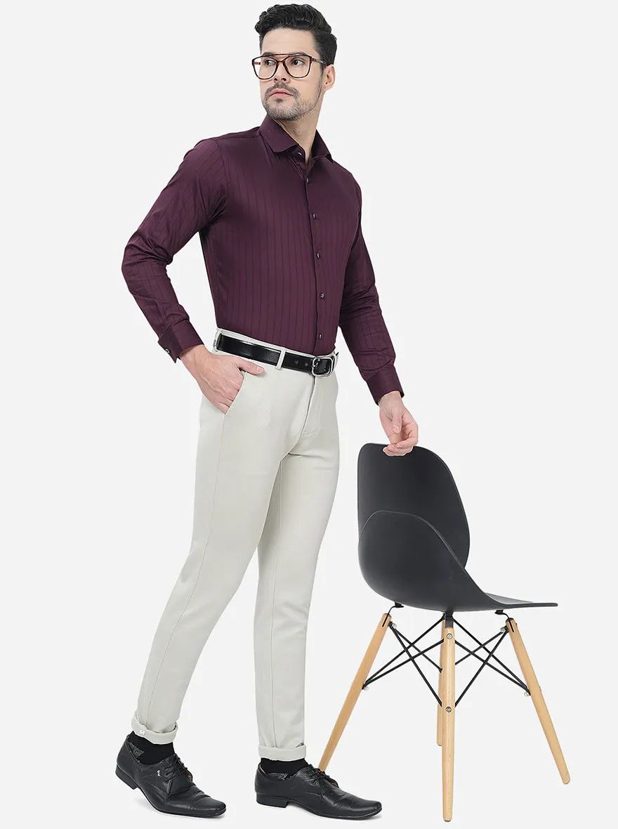 Beige Solid Slim Fit Club Wear Trouser | JB Studio