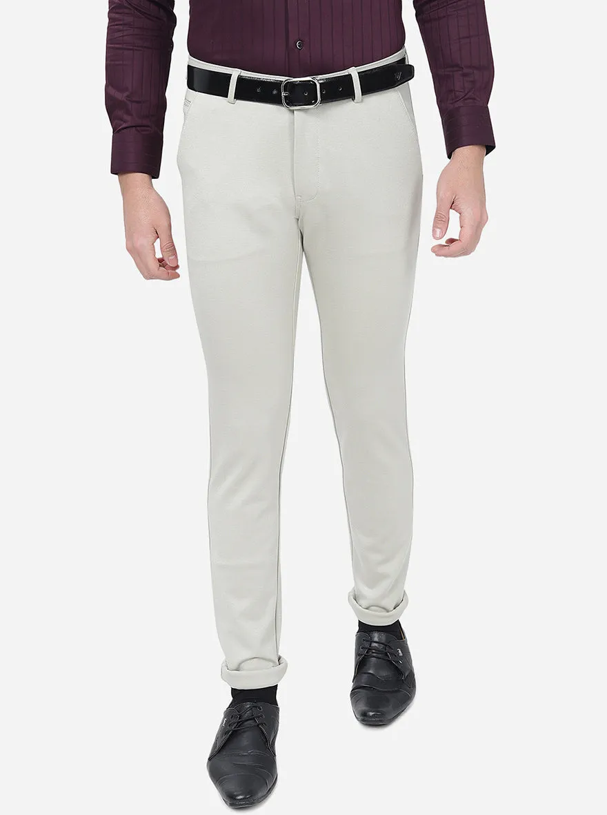 Beige Solid Slim Fit Club Wear Trouser | JB Studio