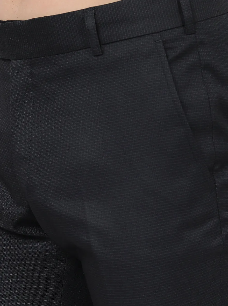 Black Checked Super Slim Fit Formal Trouser | JadeBlue