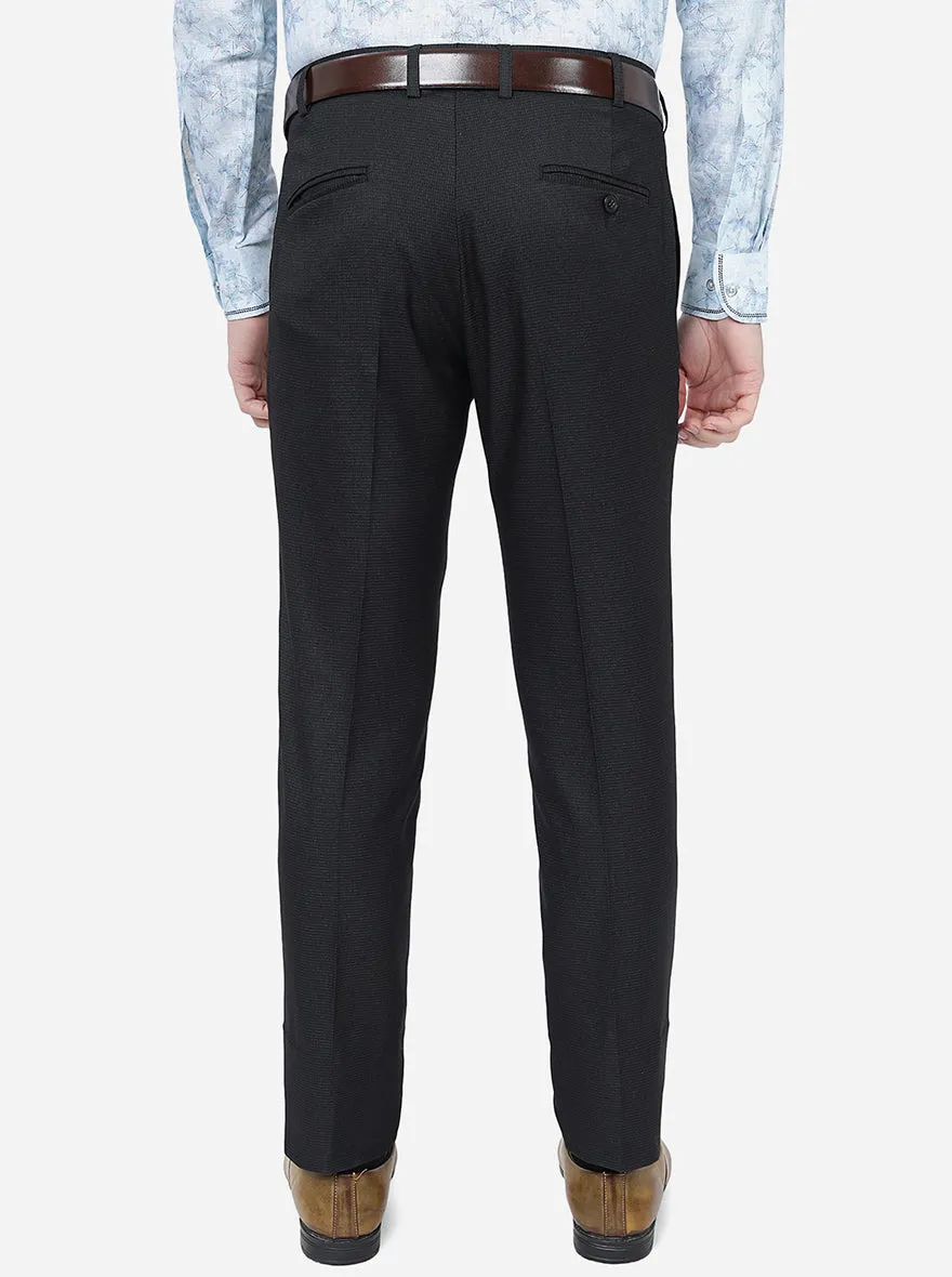 Black Checked Super Slim Fit Formal Trouser | JadeBlue