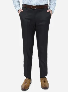 Black Checked Super Slim Fit Formal Trouser | JadeBlue