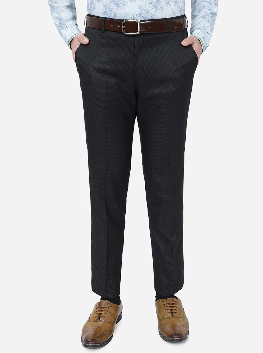 Black Checked Super Slim Fit Formal Trouser | JadeBlue