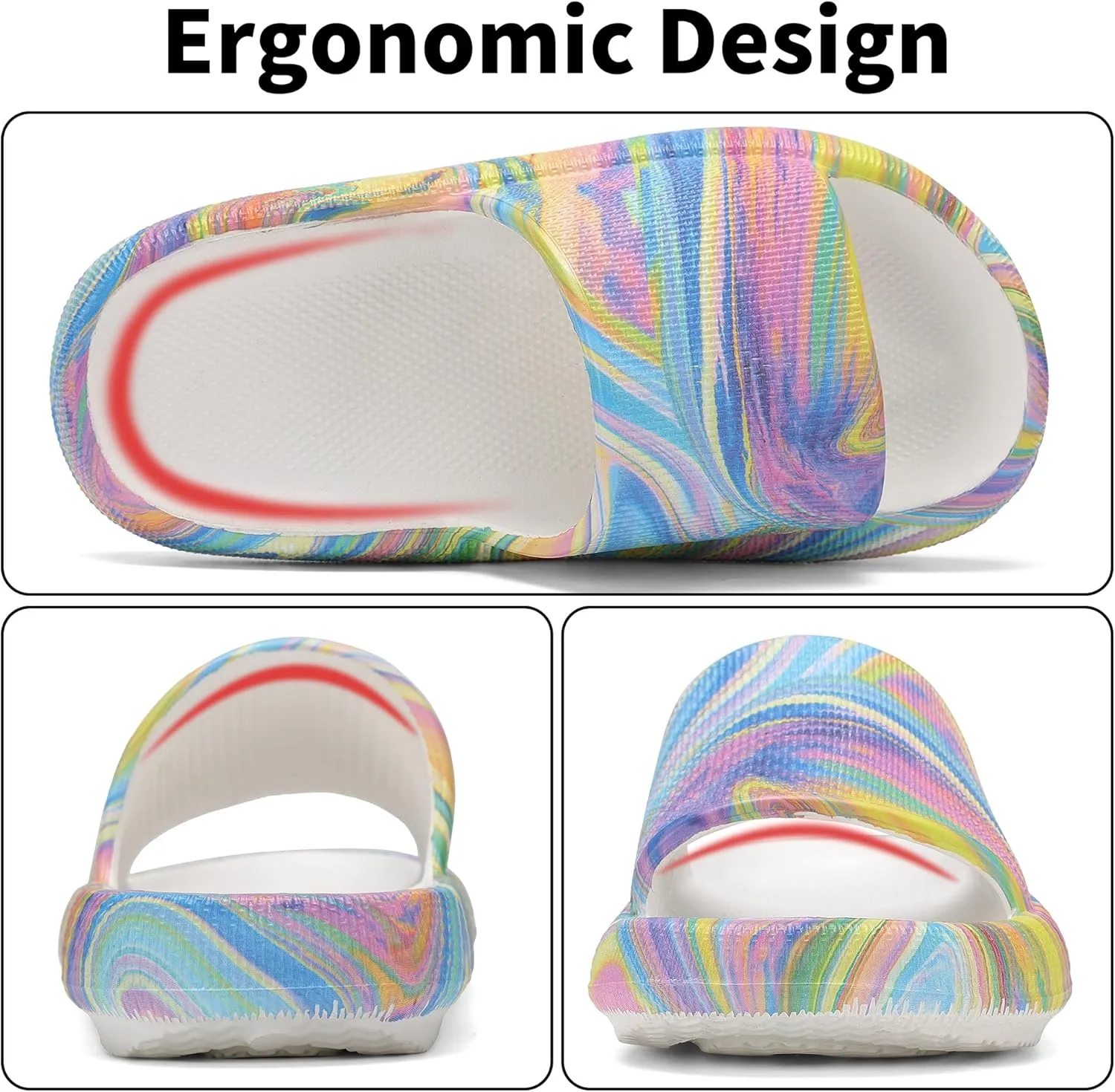 Boys and Girls Cloud Slides for Kids – Non-Slip Summer Slippers Lightweight Beach, Pool, and Indoor Shower Sandals