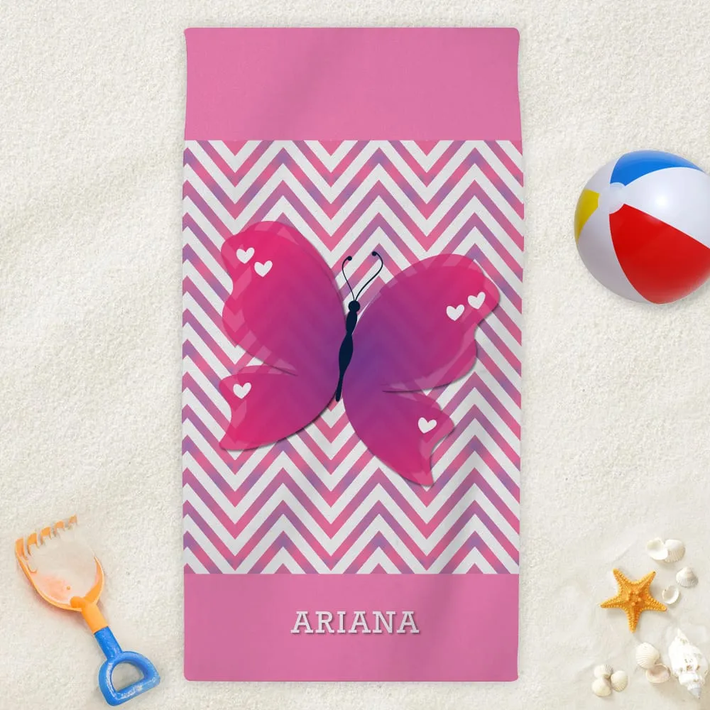 Butterfly Personalized Towel for Girls