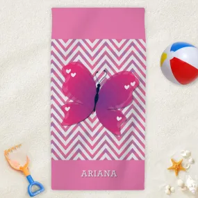 Butterfly Personalized Towel for Girls