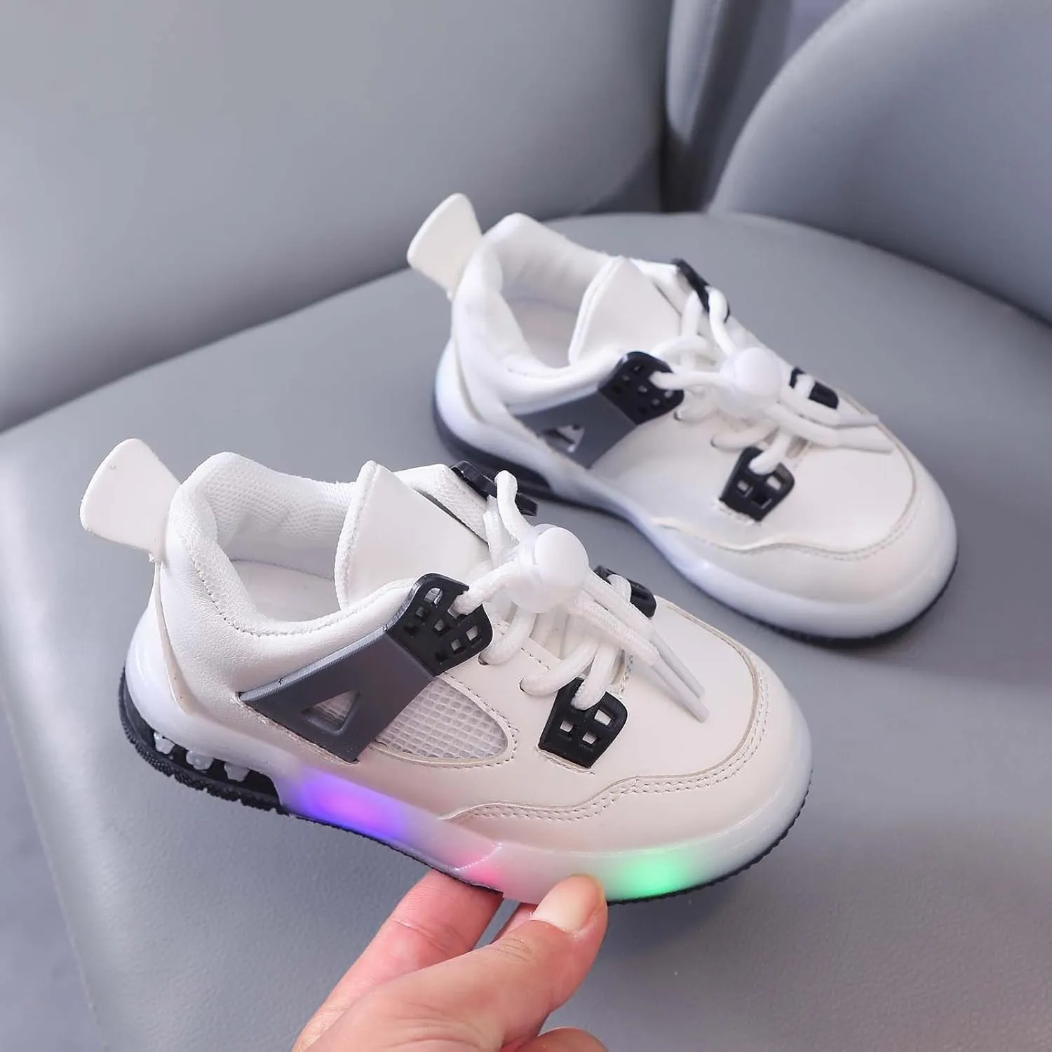 Cathalem Kids Baby Girls Shoes Sneakers LED Light Up Luminous Bowknot Sneakers Winter Warm Shoes for Toddler 1-6Years
