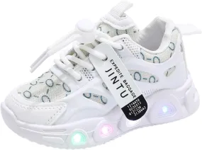 Cathalem Kids Baby Girls Shoes Sneakers LED Light Up Luminous Bowknot Sneakers Winter Warm Sneakers for Toddler 1-6Years