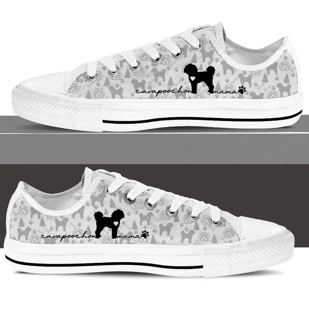 Cavapoochon Low Top Shoes, Dog Printed Shoes, Canvas Shoes For Men, Women