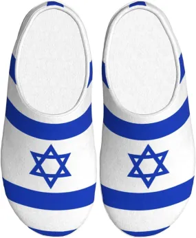 Cozy Israeli flag print Slippers Indoor and Outdoor Fuzzy House Shoes Anti-Skid Sole Gifts for Women Indoor Scuff