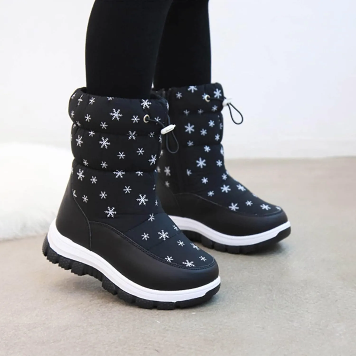 Fashion Winter Children Snow Boots For Boys And Girls Thick Soles Non Slip And Upper Mid Calf Boots Side Kids Warm