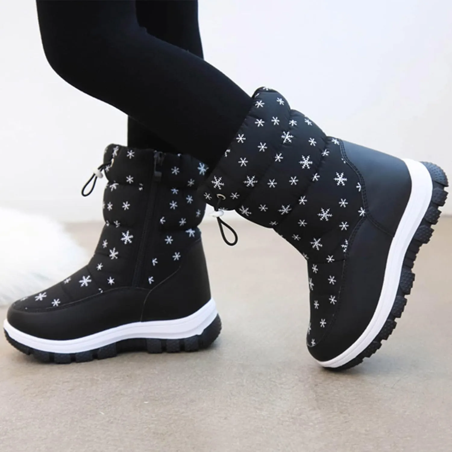 Fashion Winter Children Snow Boots For Boys And Girls Thick Soles Non Slip And Upper Mid Calf Boots Side Kids Warm