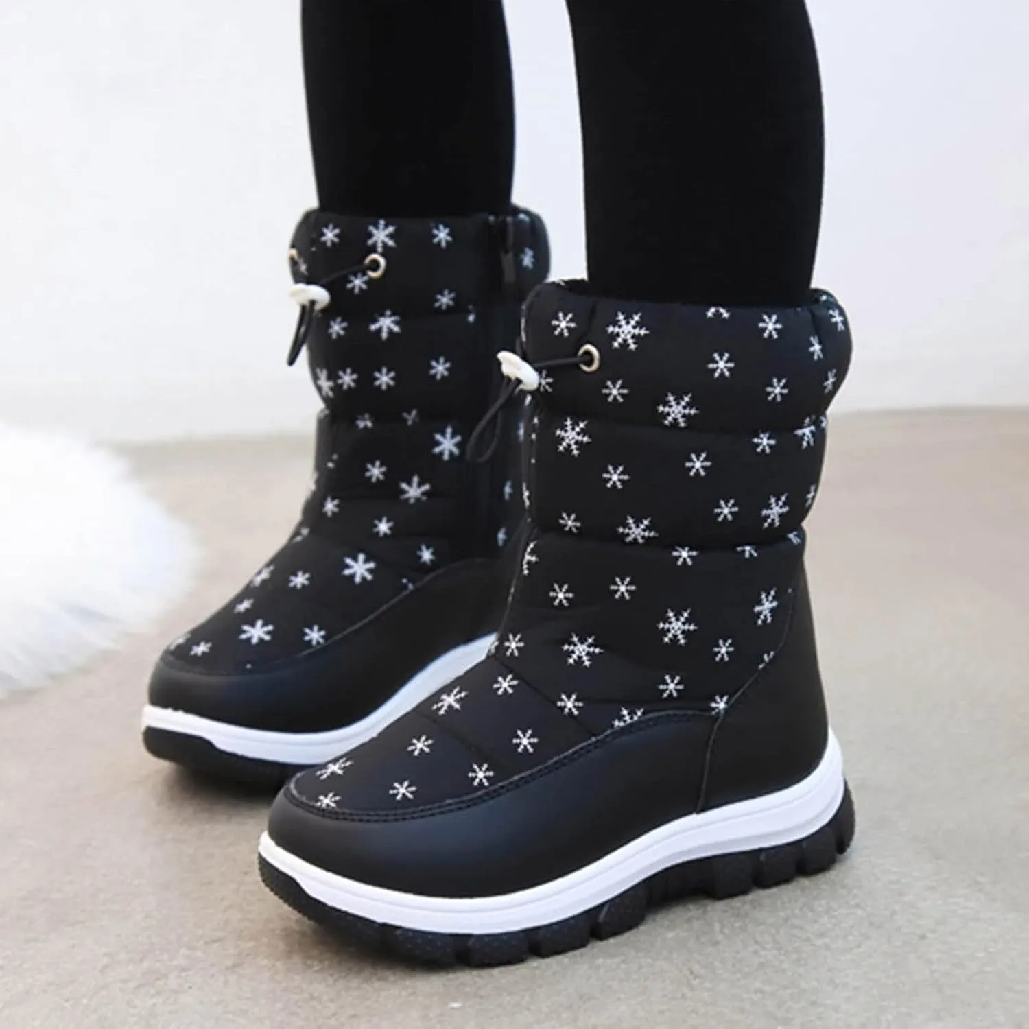 Fashion Winter Children Snow Boots For Boys And Girls Thick Soles Non Slip And Upper Mid Calf Boots Side Kids Warm