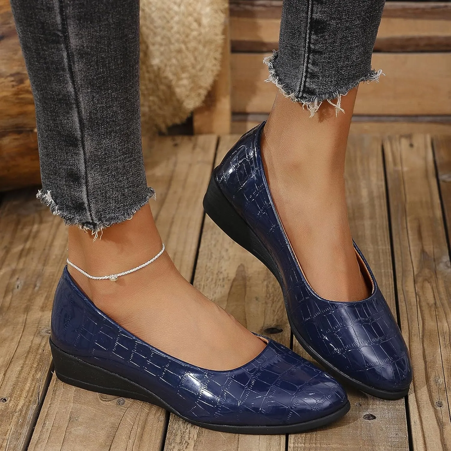 Flats for Women with Arch Support, Closed Round Toe Dressy Formal Flat Low Heel Slip on Loafers for Women