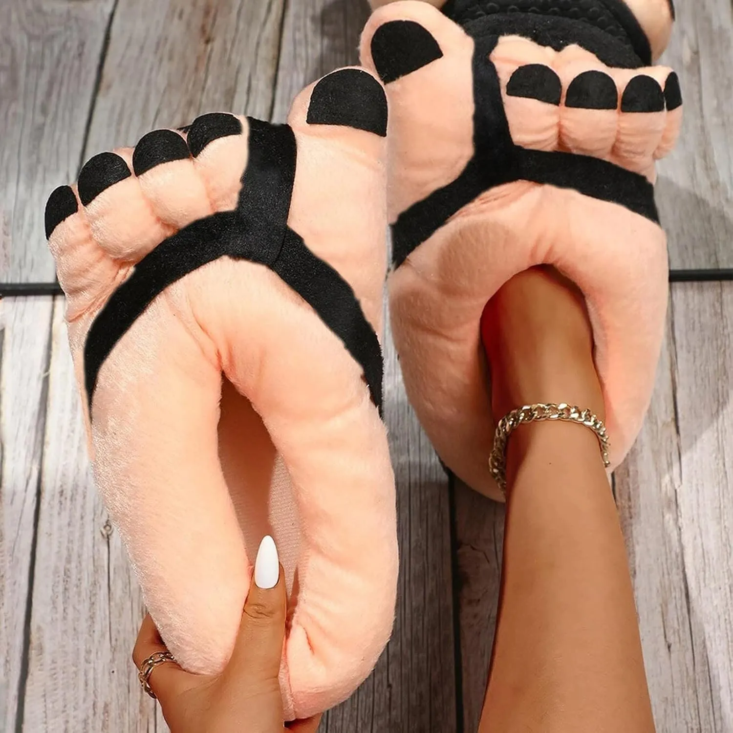 Funny Couples Plush Slipper Novelty Gag Gift, Indoor Flat Winter Furry Slippers for Women Men Shoes Anti Slip Soft Cute House Slippers