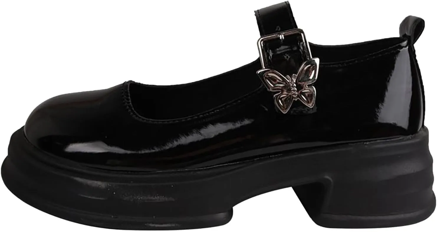 Girls Dress Shoes Chunky Loafers for Girl Platform Mary Jane School Uniform Shoes Round Toe Slip On Kids Dress up Shoes