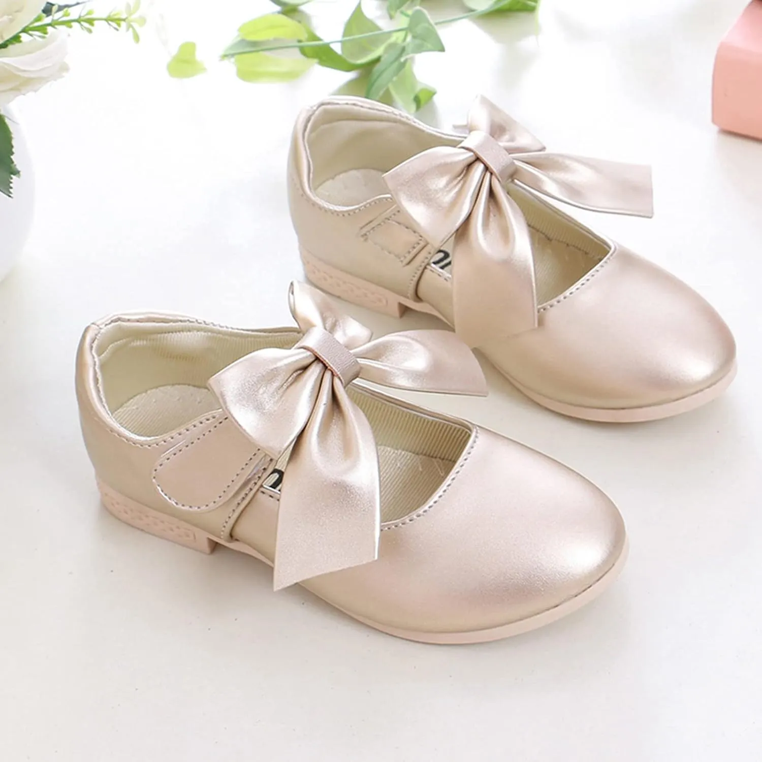 Girls Mary Jane Dress Shoes Bows Flower Girl Wedding Church Shoes Low Heels Toddler Little Kids Mary Janes for Girls