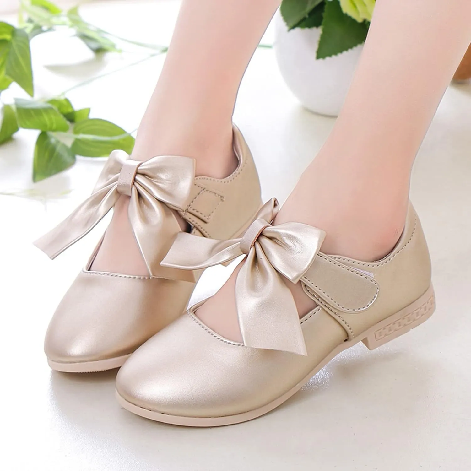 Girls Mary Jane Dress Shoes Bows Flower Girl Wedding Church Shoes Low Heels Toddler Little Kids Mary Janes for Girls