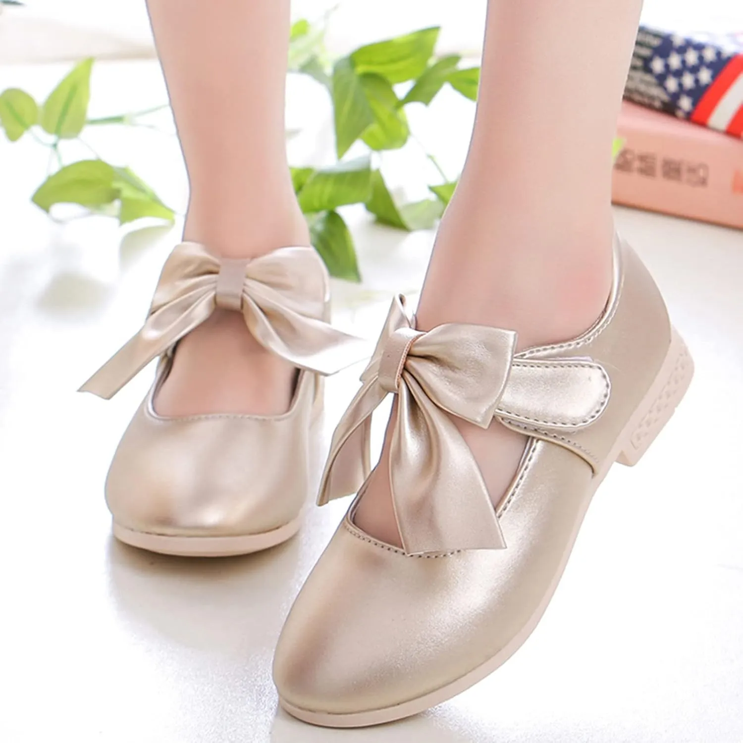 Girls Mary Jane Dress Shoes Bows Flower Girl Wedding Church Shoes Low Heels Toddler Little Kids Mary Janes for Girls
