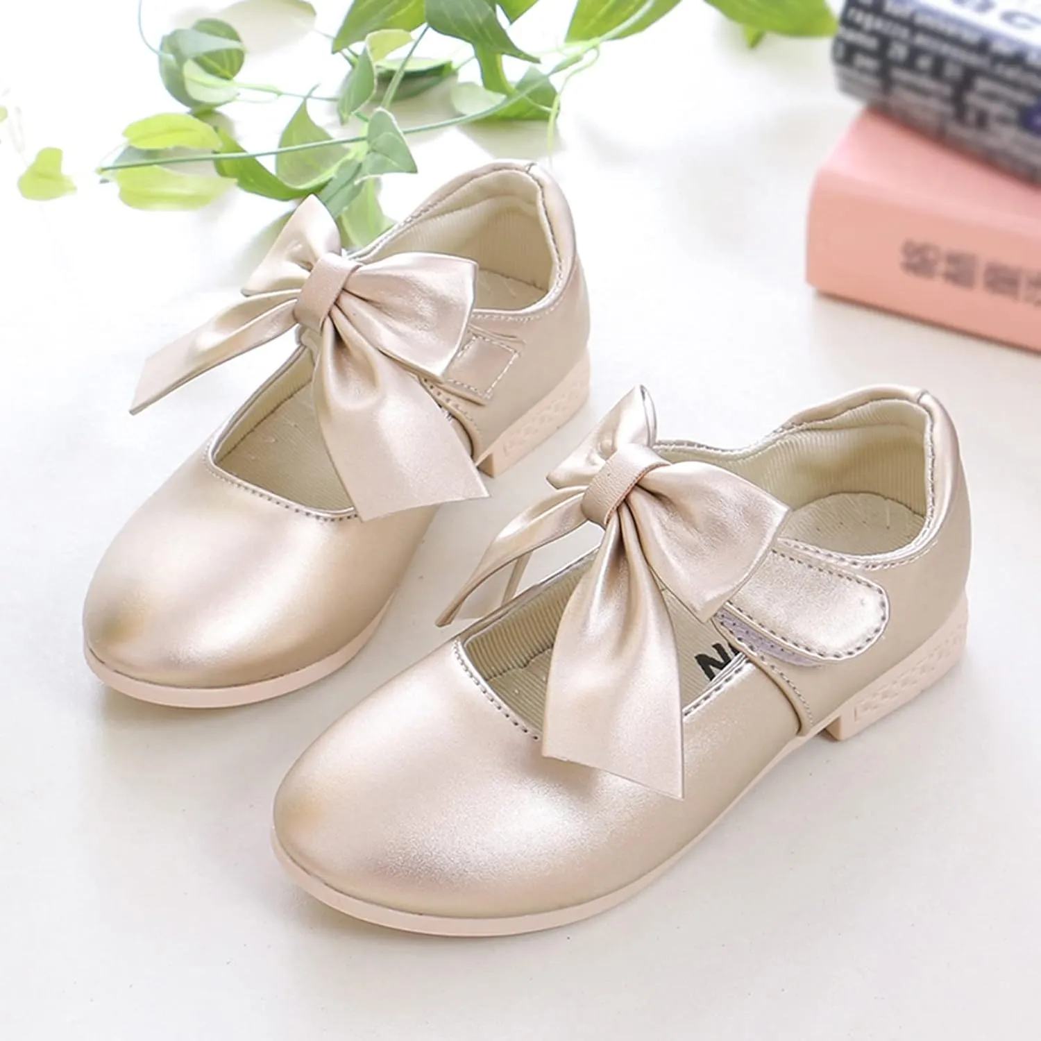 Girls Mary Jane Dress Shoes Bows Flower Girl Wedding Church Shoes Low Heels Toddler Little Kids Mary Janes for Girls