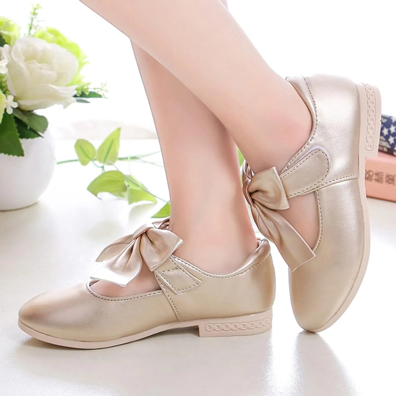 Girls Mary Jane Dress Shoes Bows Flower Girl Wedding Church Shoes Low Heels Toddler Little Kids Mary Janes for Girls