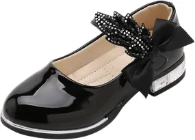 Girls PU Leather Mary Jane Ballet Flat𝘀 Princess Low Heel School Wedding Par𝘁y Dress Shoes for Toddler Kids
