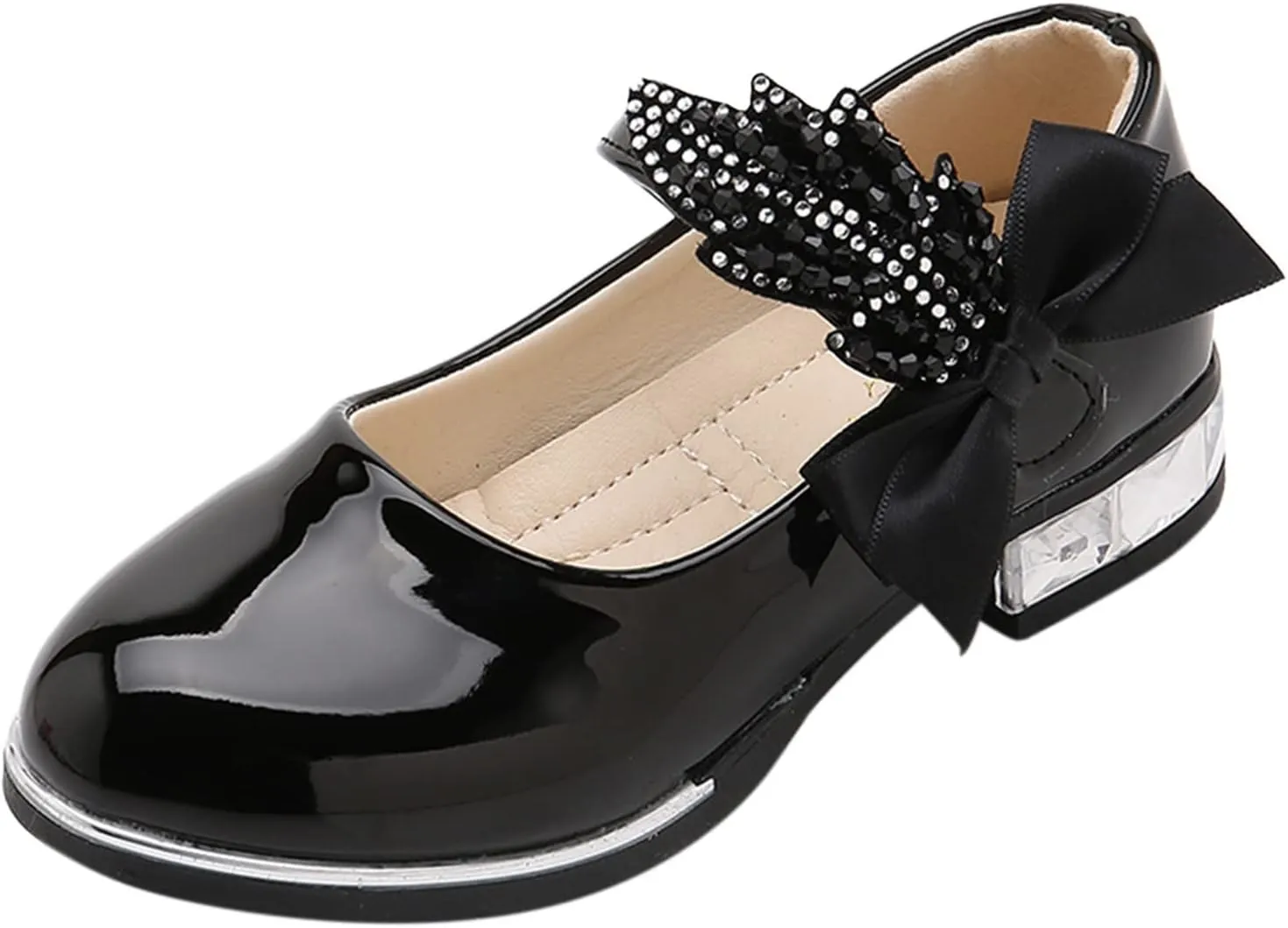 Girls PU Leather Mary Jane Ballet Flat𝘀 Princess Low Heel School Wedding Par𝘁y Dress Shoes for Toddler Kids