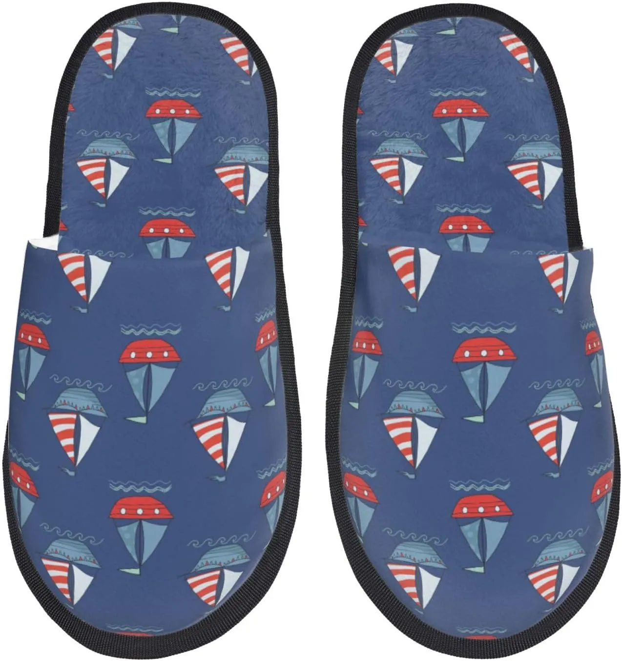 House Slippers for Womens Men - Navy Boat Soft House Shoes Fuzzy Slippers, Lightweight Slip-On Cozy House Slippers for Womens Indoor Outdoor