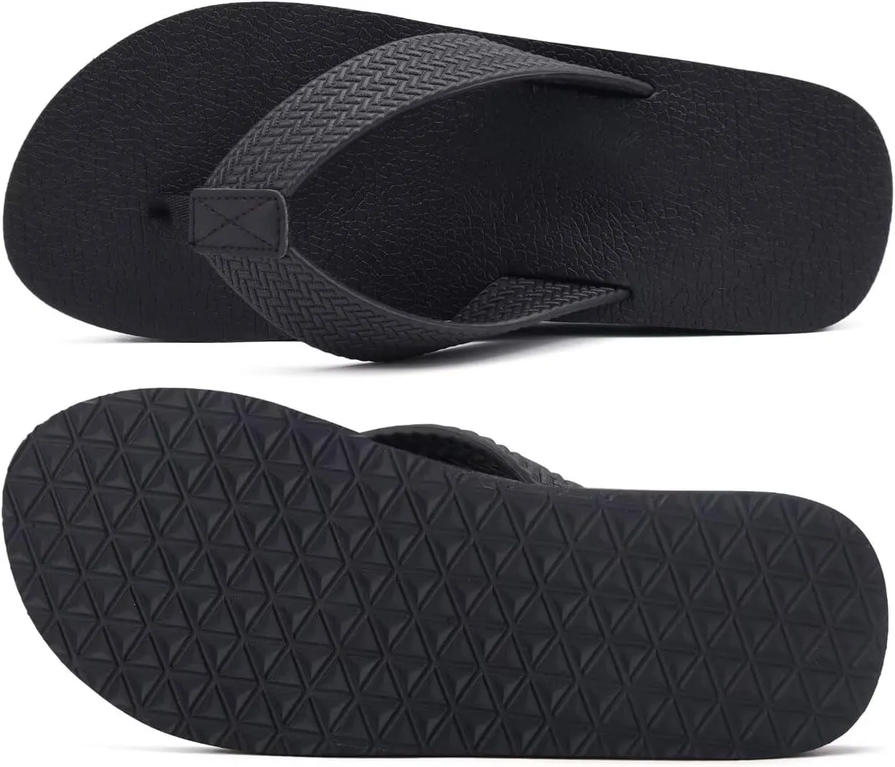 KuaiLu Men's Leather Flip Flops Arch Support Summer Beach Pool Water Thong Sandals Waterproof Rubber Walking Shoes