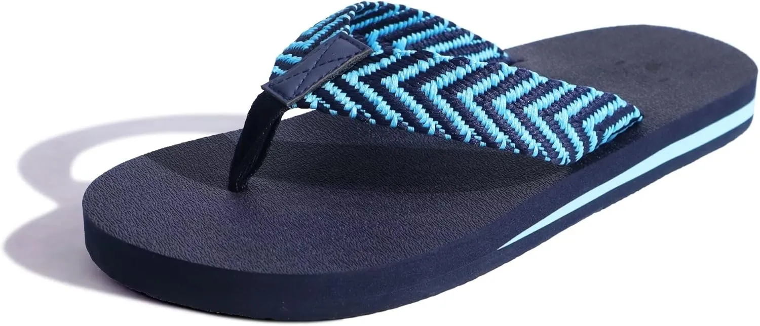 KuaiLu Men's Leather Flip Flops Arch Support Summer Beach Pool Water Thong Sandals Waterproof Rubber Walking Shoes