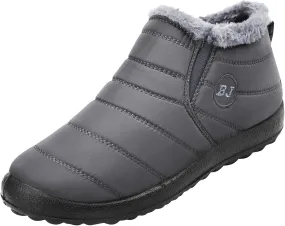 L-RUN Womens Winter Snow Boots Fur Lined Warm Ankle Boots Slip on Men's Snow Ankle Boots Lightweight Outdoor Footwear