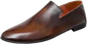 Leather Men Dress Shoes Breathable Mens Casual Shoes Men Lazy Lightweight Bean Shoes Slip-on Non-Slip Men Driving Shoes