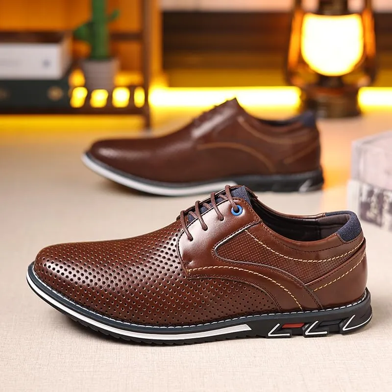 Mens Dress Shoes Breathable Business Oxford Derby Orthopedic Leather Shoes Casual Shoes Business Office Oxfords