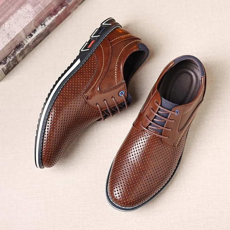 Mens Dress Shoes Breathable Business Oxford Derby Orthopedic Leather Shoes Casual Shoes Business Office Oxfords