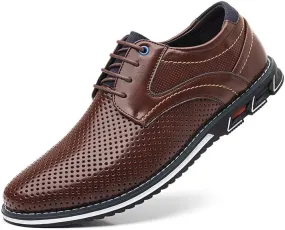 Mens Dress Shoes Breathable Business Oxford Derby Orthopedic Leather Shoes Casual Shoes Business Office Oxfords