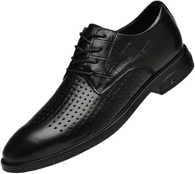 Men's Dress Shoes Summer Breathable Men Brogue Oxfords Shoes Fashion Lace Up Retro Casual Tuxedo Shoes for Men
