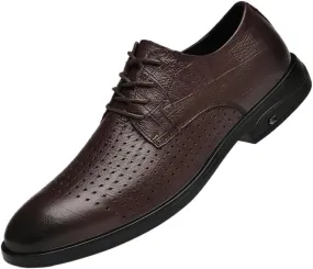 Men's Dress Shoes Summer Breathable Men Brogue Oxfords Shoes Fashion Lace Up Retro Casual Tuxedo Shoes for Men