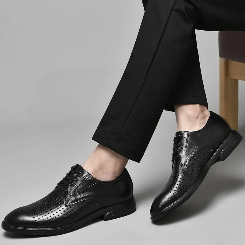 Men's Dress Shoes Summer Breathable Men Brogue Oxfords Shoes Fashion Lace Up Retro Casual Tuxedo Shoes for Men