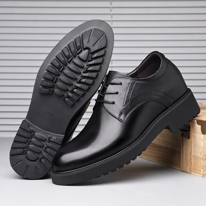 Men's Genuine Leather Oxfords Shoes Fashion Lace up Formal Business Men Dress Shoes Non-Slip Soft Sole Casual Shoes(7)