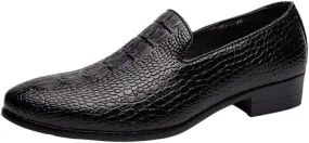 Men's Patent Leather Elevator Shoes, Height Increasing Slip-On Oxford Loafers, Crocodile Pattern Formal Shoes for Business & Wedding
