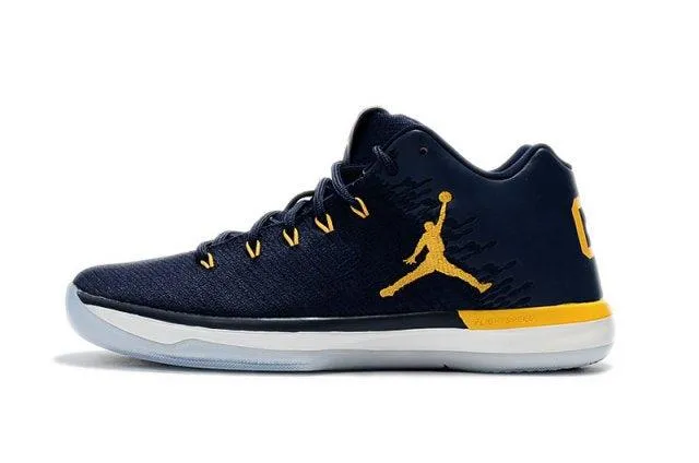 N A J XXXI 31 Low Michigan Wolverines College Navy Amarillo White Men's Basketball Sneakers