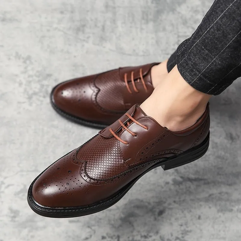 New Luxury Men Dress Wedding Shoes Platform Fashion Pointed Toe Heighten Oxford Shoes Party Prom Shoes Casual Breathable Genuine Leather Shoes