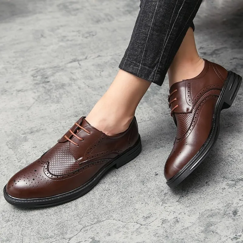 New Luxury Men Dress Wedding Shoes Platform Fashion Pointed Toe Heighten Oxford Shoes Party Prom Shoes Casual Breathable Genuine Leather Shoes